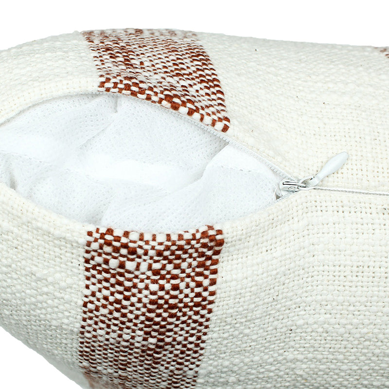 Driftwood Stripes Woven Cotton Cushion Cover (Maroon & White) - Set Of Two media 4
