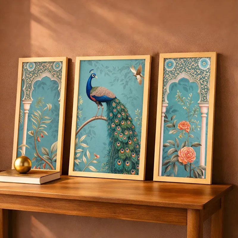 Elegent Mayur Wall Art With Frame - Set of Three media 1