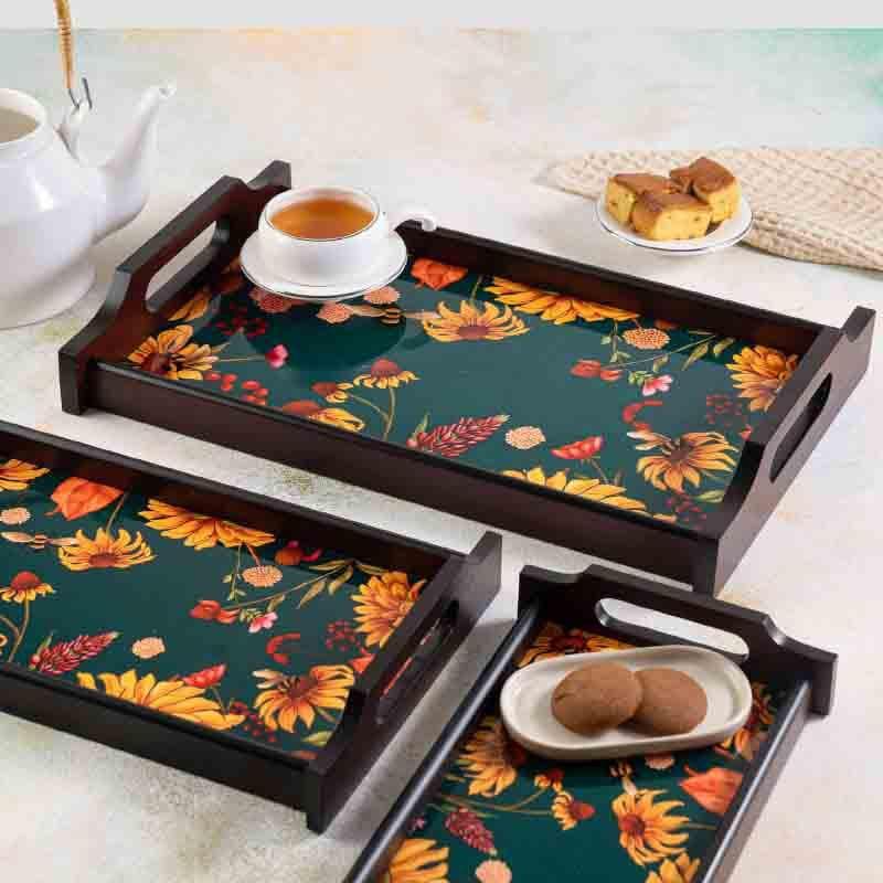 Floral Bliss Green Wooden Trays media 3