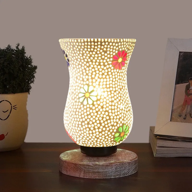 Aurashi Mosaic Glass Table Lamp With Wooden Base - Multicolor media 3