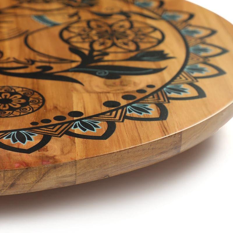 Lora Mandala Teak Wood Rotating Platter media 4