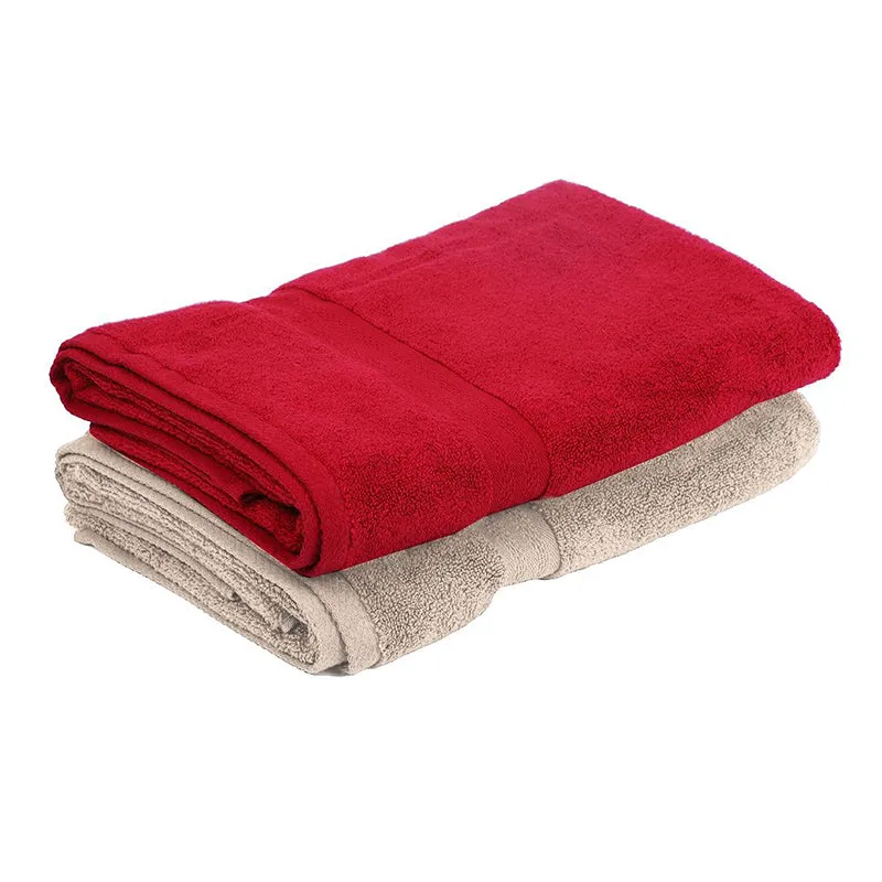 Junia Bath Towel (Red & Beige) - Set Of Two media 6