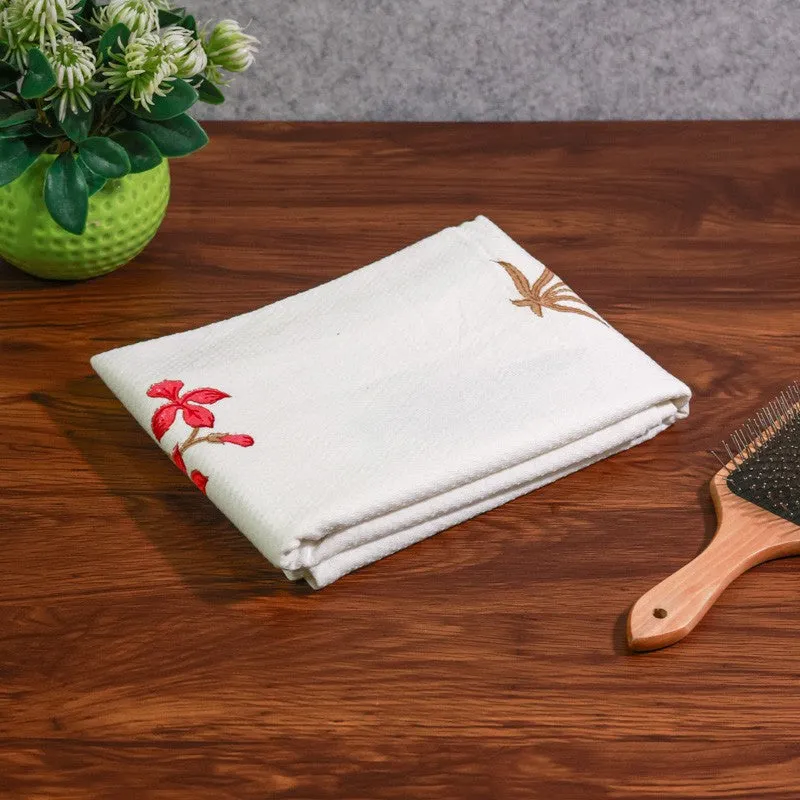Tropical Bloom Cotton BathTowel - Brown & White media 1