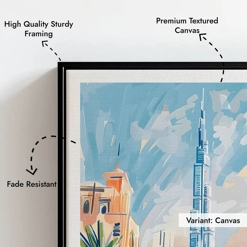 Vintage Dubai Framed Canvas Wall Painting media 7