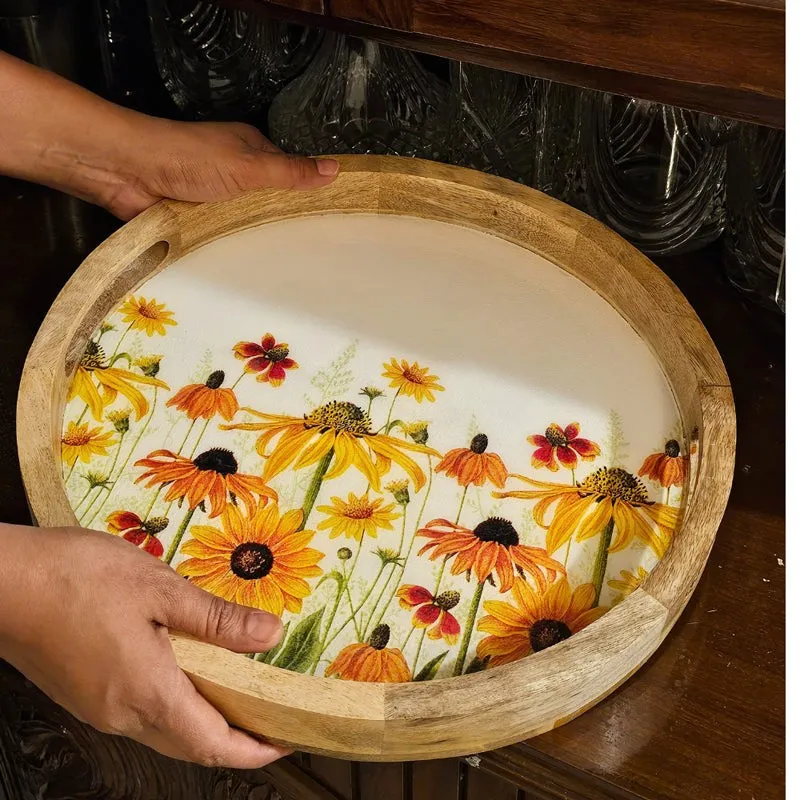 Sunflower Fileds Wood Serving Tray media 4
