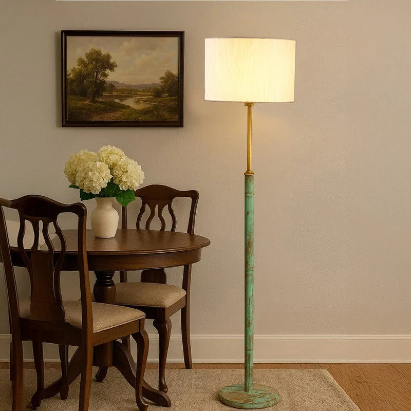 Amber Glow Wooden Floor Lamp - Beige media 3
