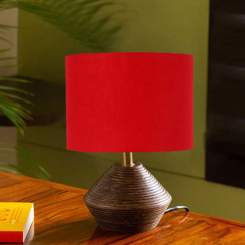 Yami Wooden Table Lamp - Brown,Red media 2
