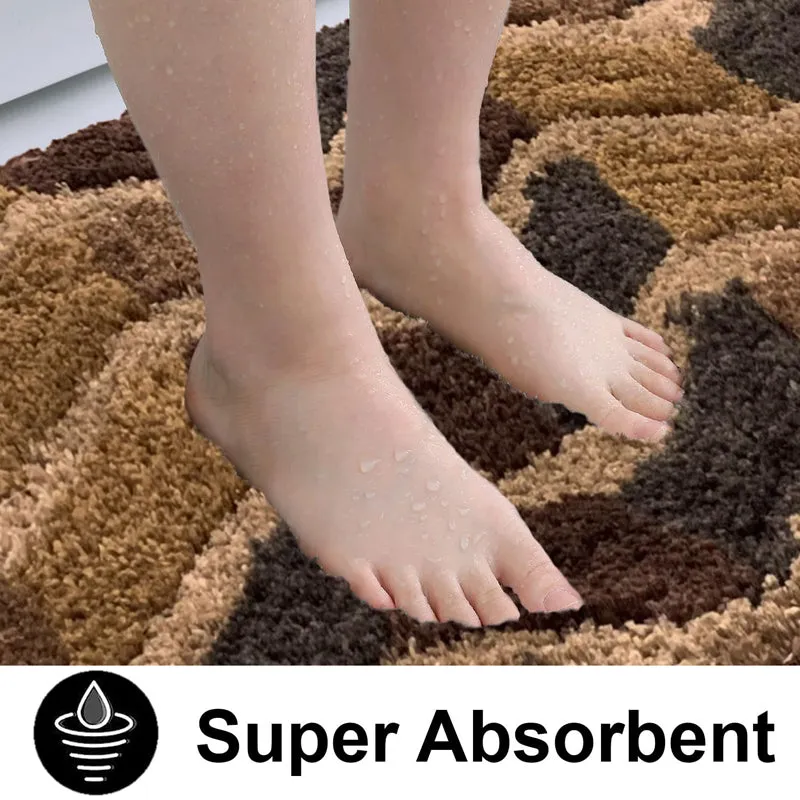 Chevra Wave Microfiber Bath Mat - Brown media 5