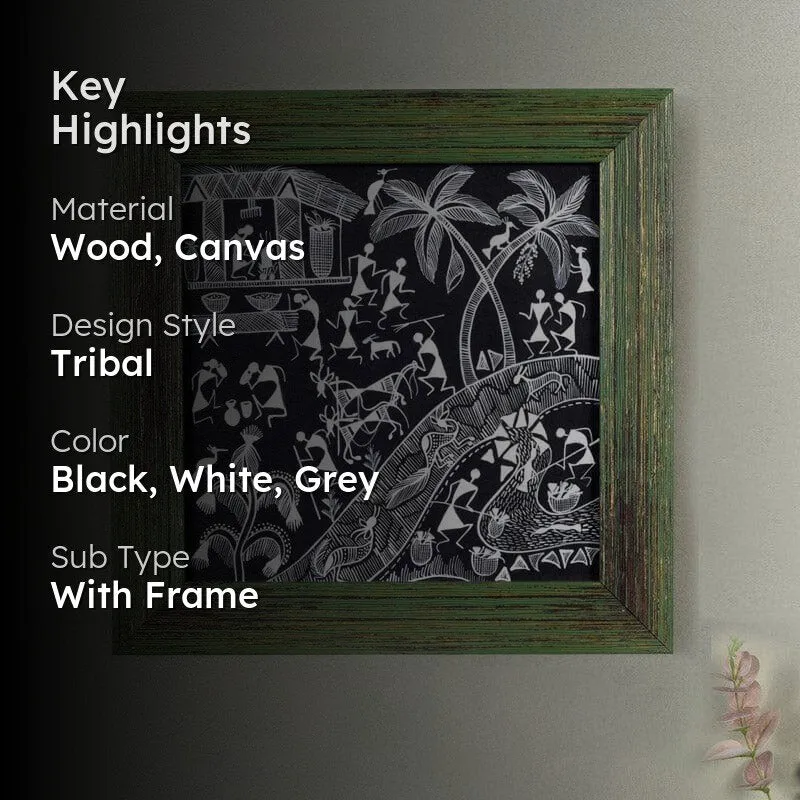 Warli Farming Canvas Wall Art media 2