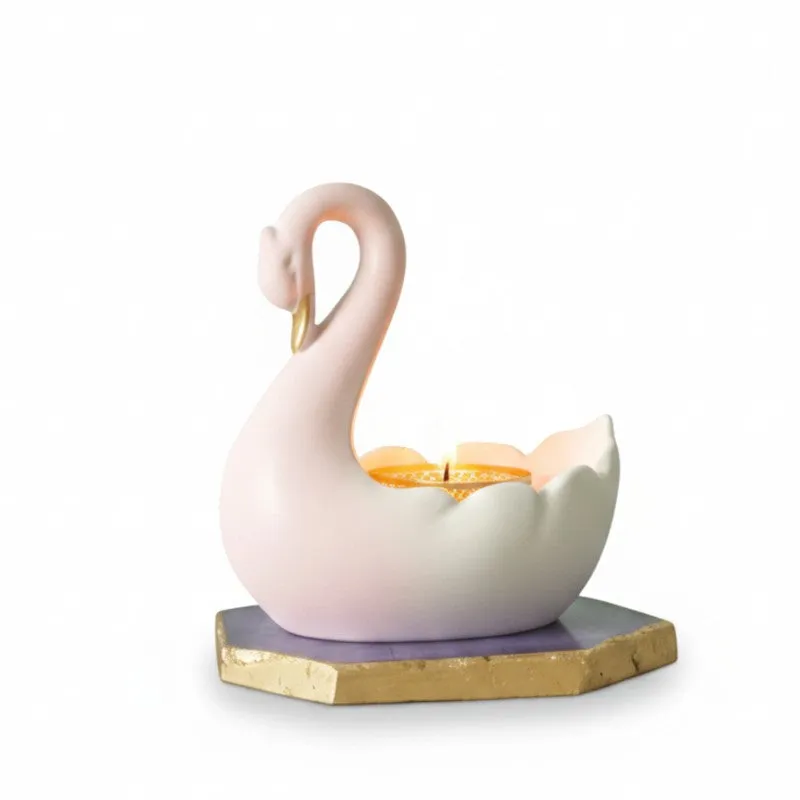 Swan Shaped Resin Tea Light Candle Holder - Purple media 6