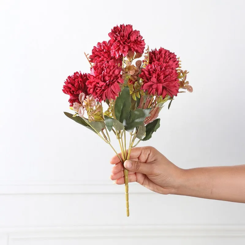 Coralia Mum Artificial Flowers - Red media 3
