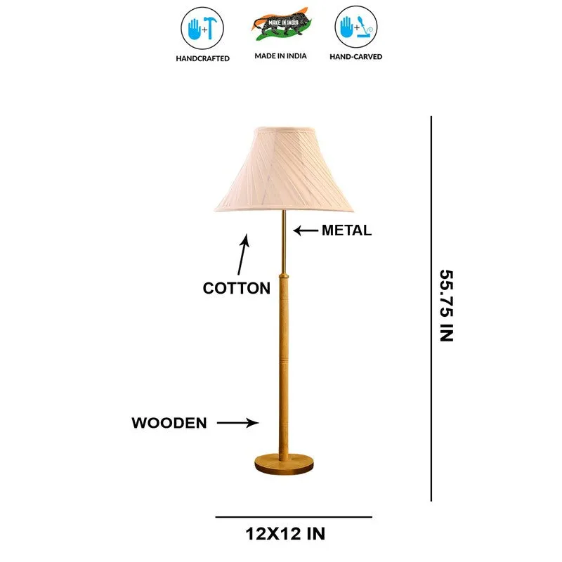Olive Wood Wooden Floor Lamp - White media 9