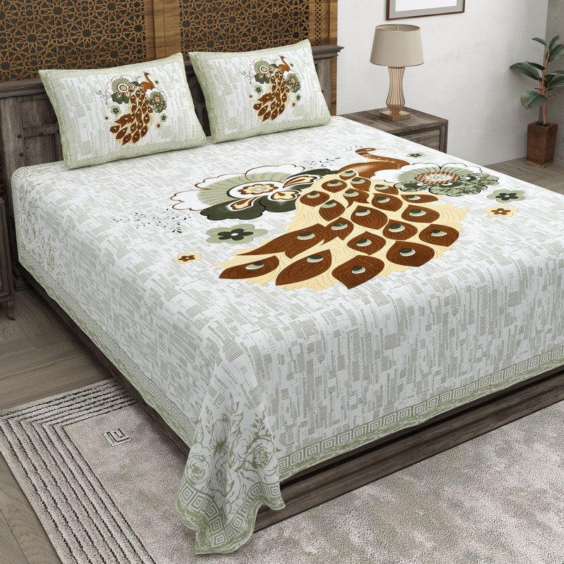 Classicon Cotton Bedsheet (Brown,Olive Green) - 240 TC