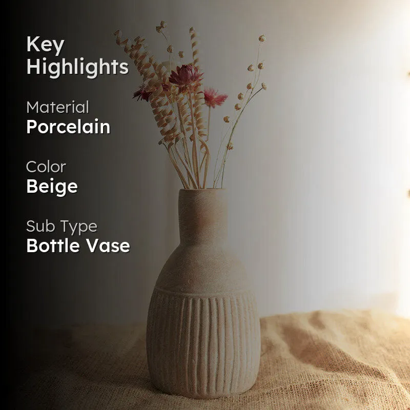 Sage & Sand Porcelain Vase With Dried Flower media 2