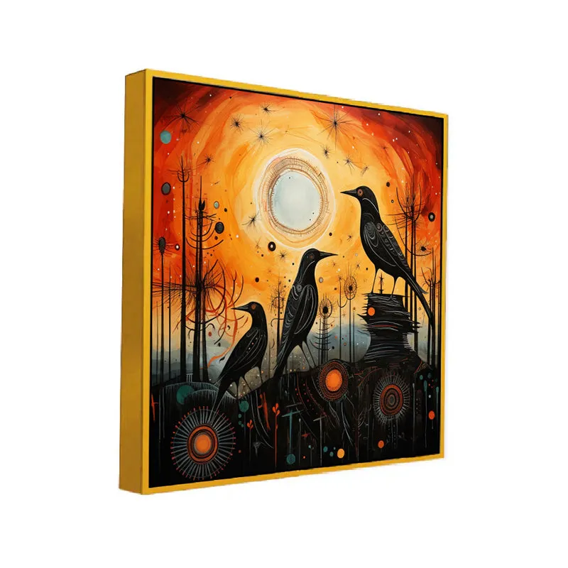 Raven Silhouette Canvas Wall Art With Frame media 3