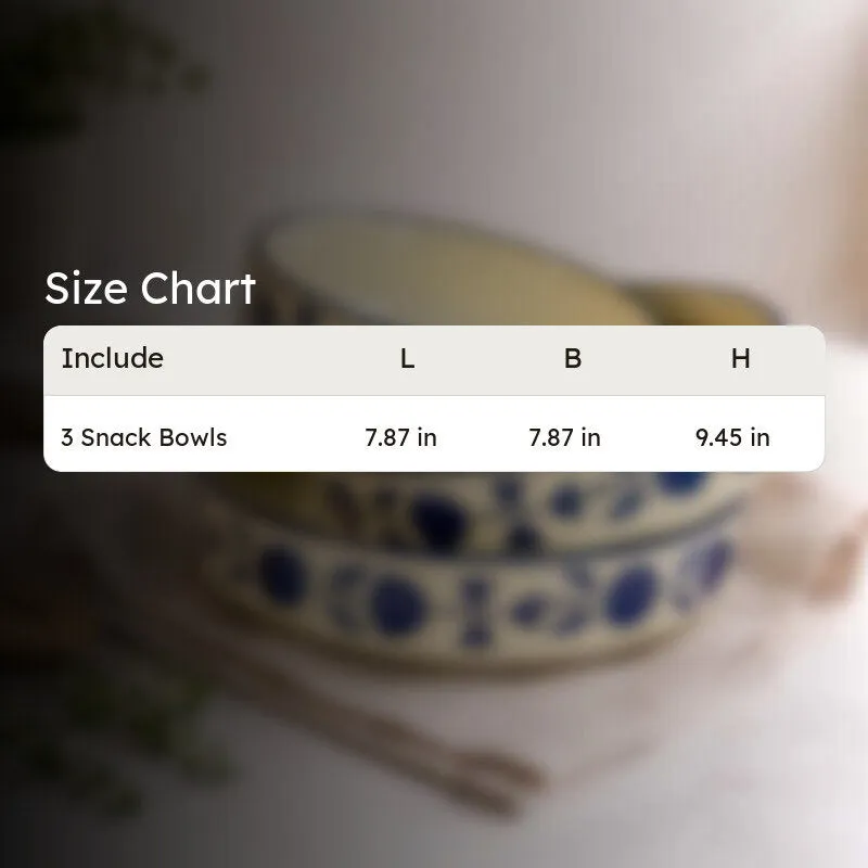 Desi Chic Ceramic Snack Bowls (Blue,White, 300 mL Each) - Set Of Three media 8