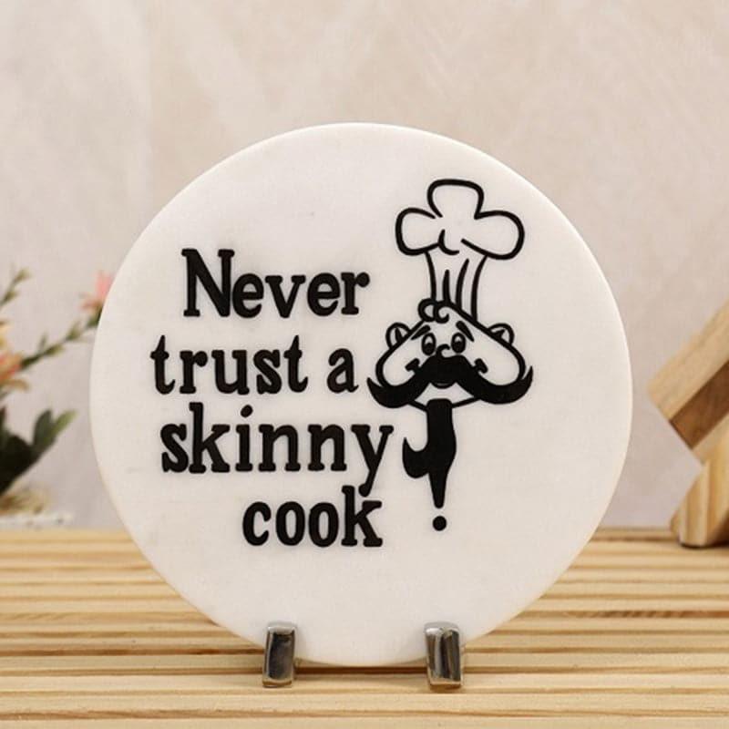 Cooking Motto Hand Painted Marble Showpiece