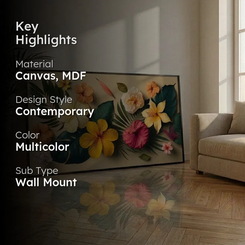 Tropical Bloom Canvas Wall Painting With Frame media 2