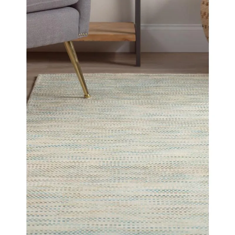 Lasumi Hand Woven Wool Rug - Bluish Cream media 5