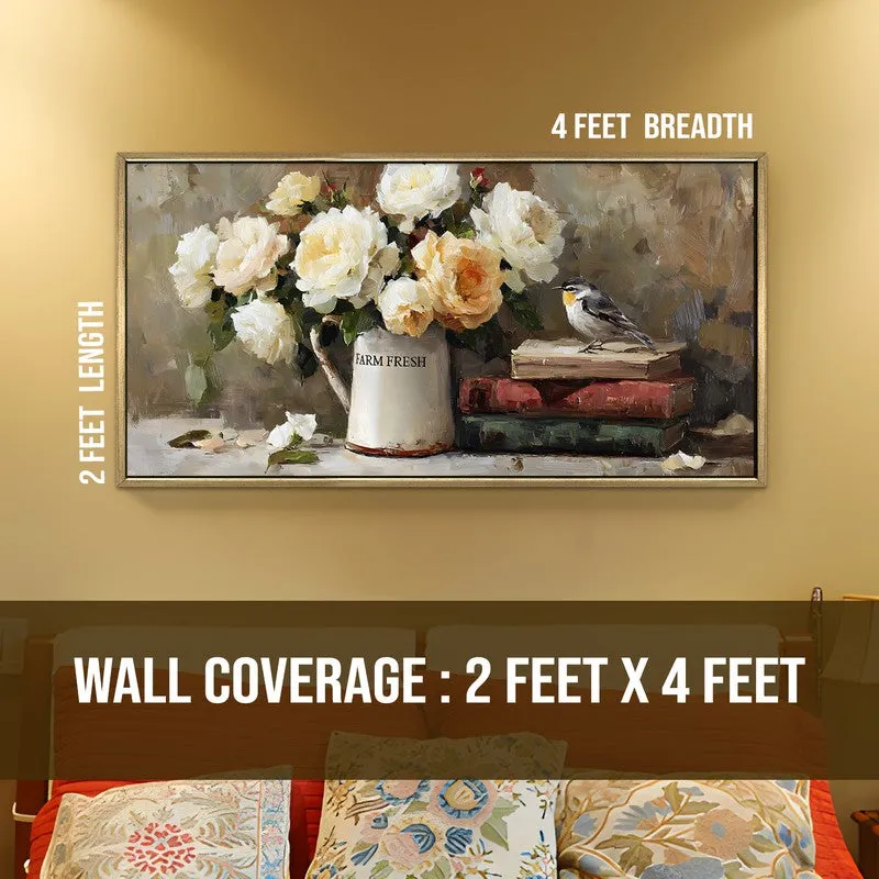 Bookish Bloom Canvas Wall Painting With Frame media 8