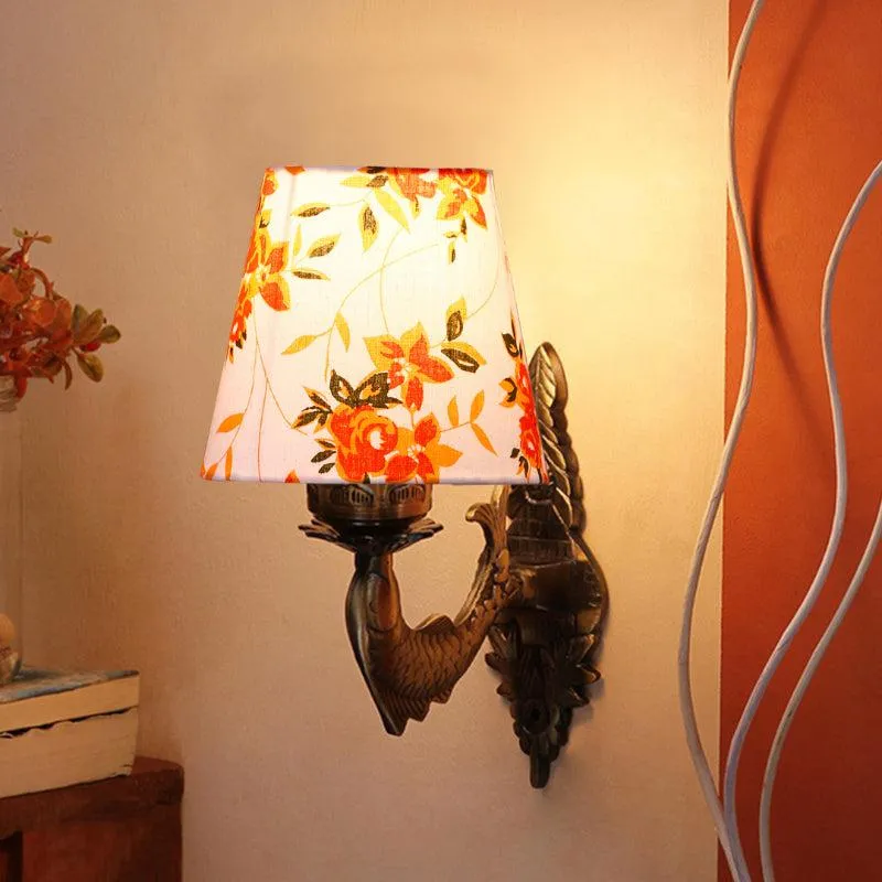 Ziada Stiva Ibis Flora Conical Fabric & Metal Wall Lamp - Multicolor media 1