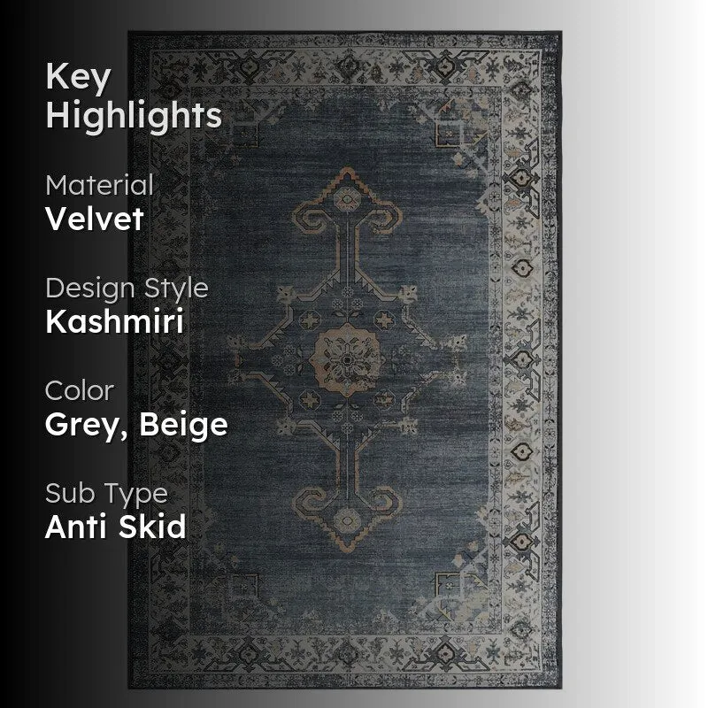 Seref Velvet Rectangle Anti-Skid Carpet media 2