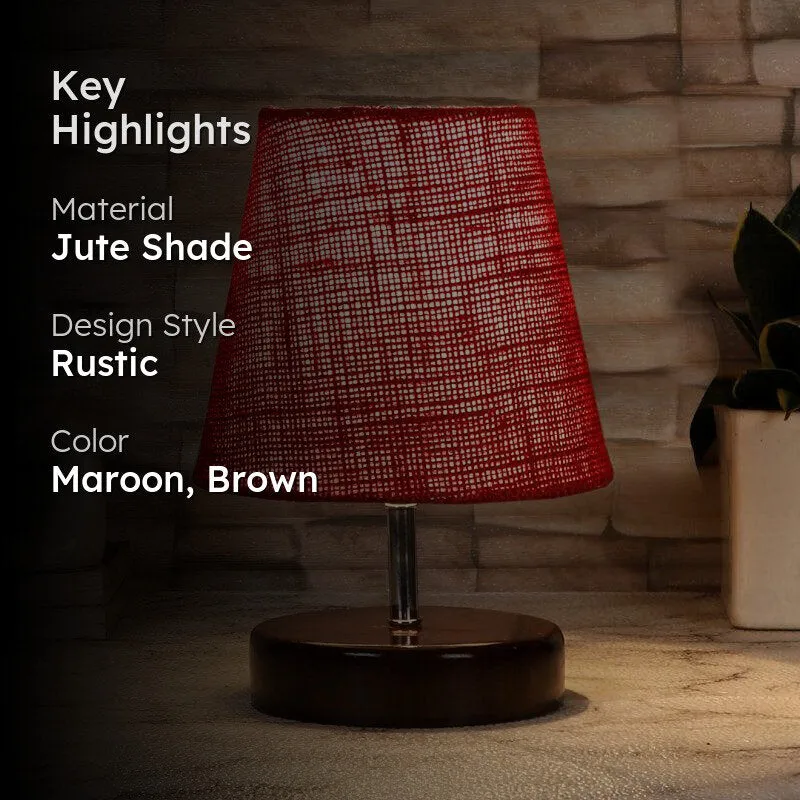 Mita Jute Table Lamp - Maroon,Brown media 2