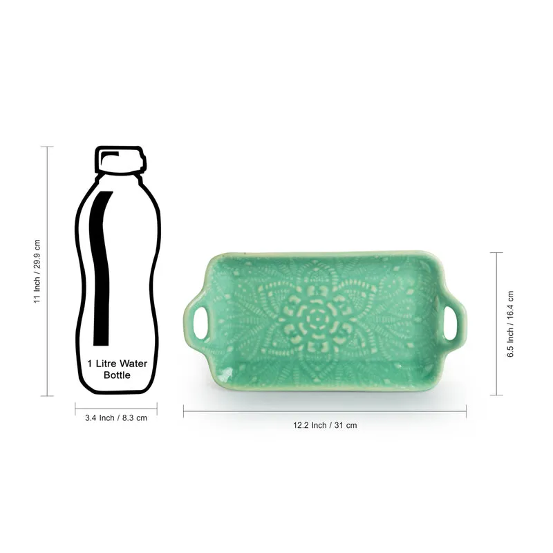 Oceano Green Hand Glazed Serving Tray media 7