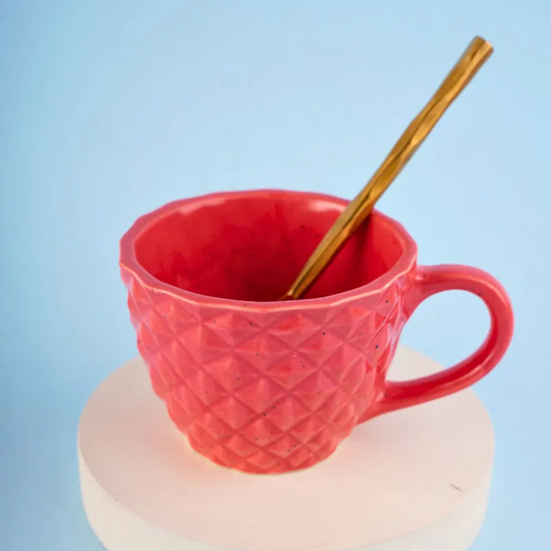 Rossana Ceramic Tea Cup (220 mL) - Red - 5