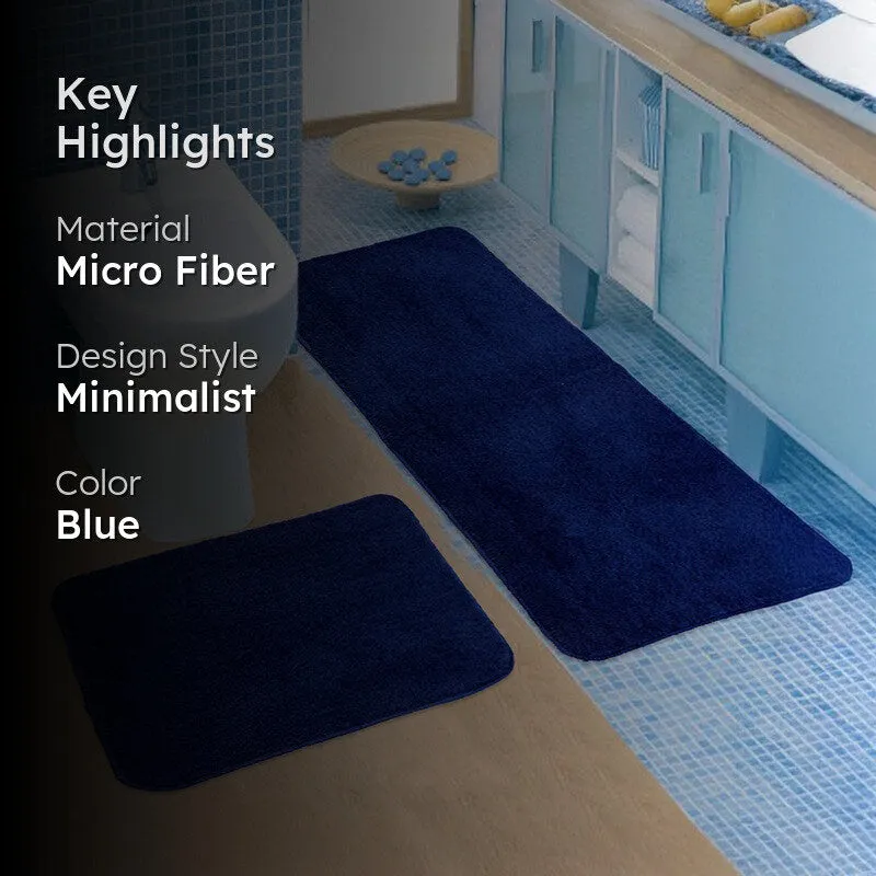 Minimal Mist Microfiber Bath Mats (Blue) - Set of Two media 2