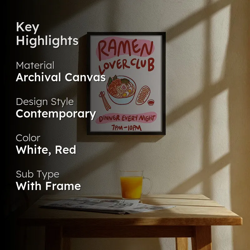 Ramen Club Archival Canvas Wall Art - Black media 2