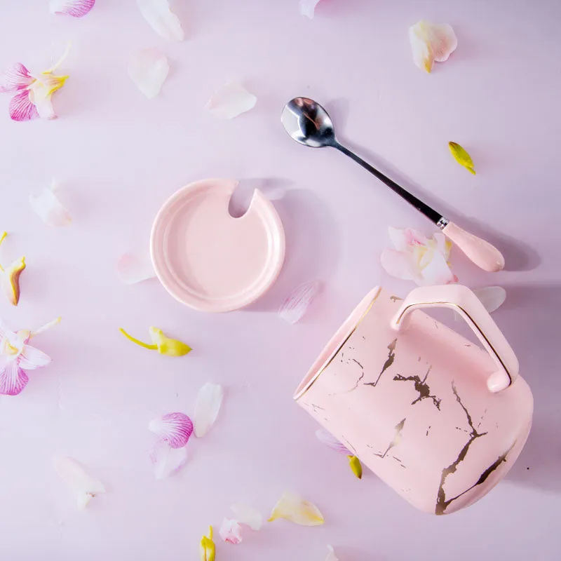 Goldira Glam Pink Mug And Tray (400 ML) - Five Piece Set media 5