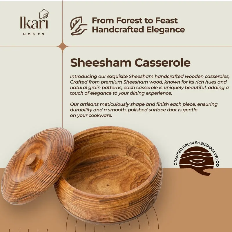 Round Lidded Sheesham Wood Roti Box media 7