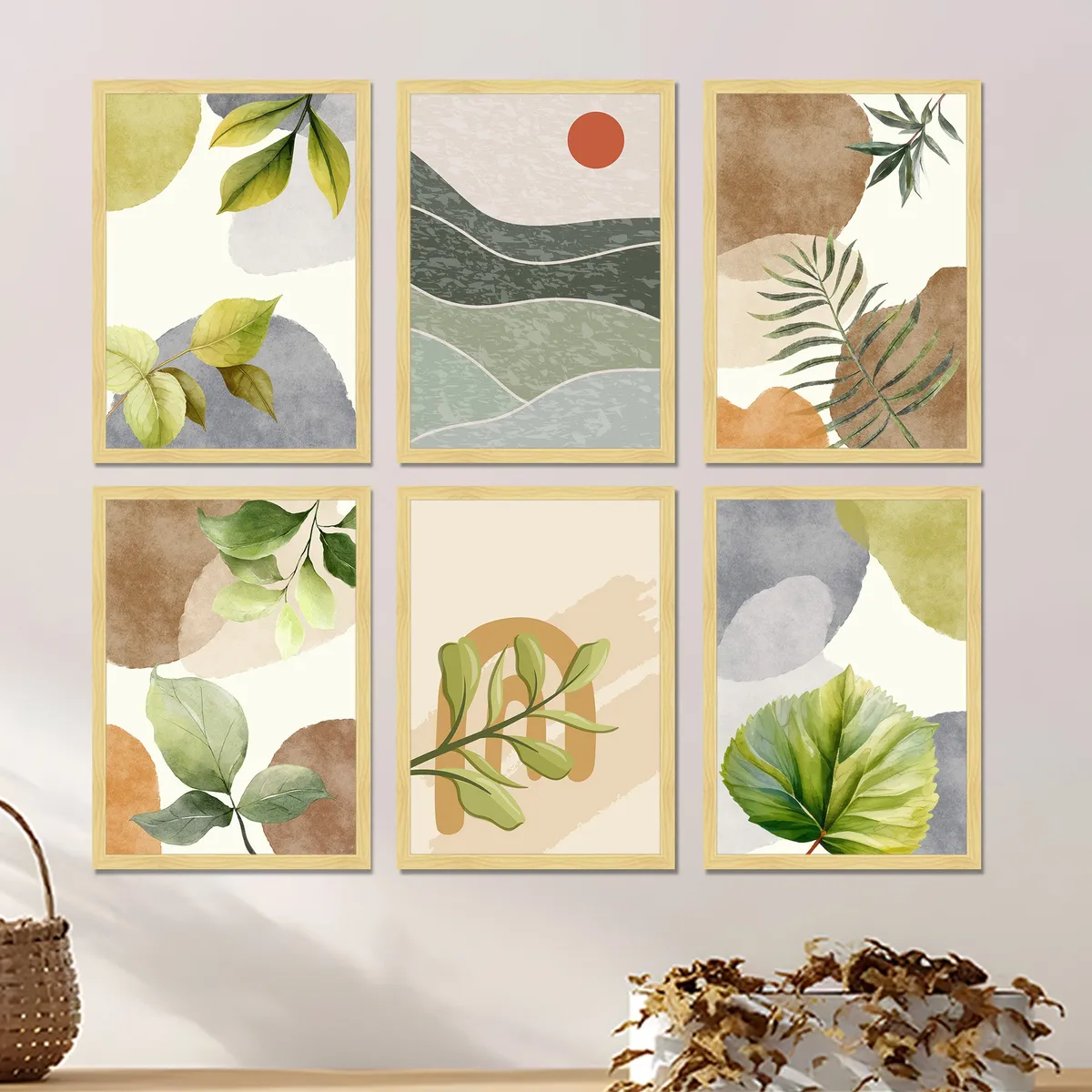 Sylvara Green Wall Art With Frame - Set Of Six media 6
