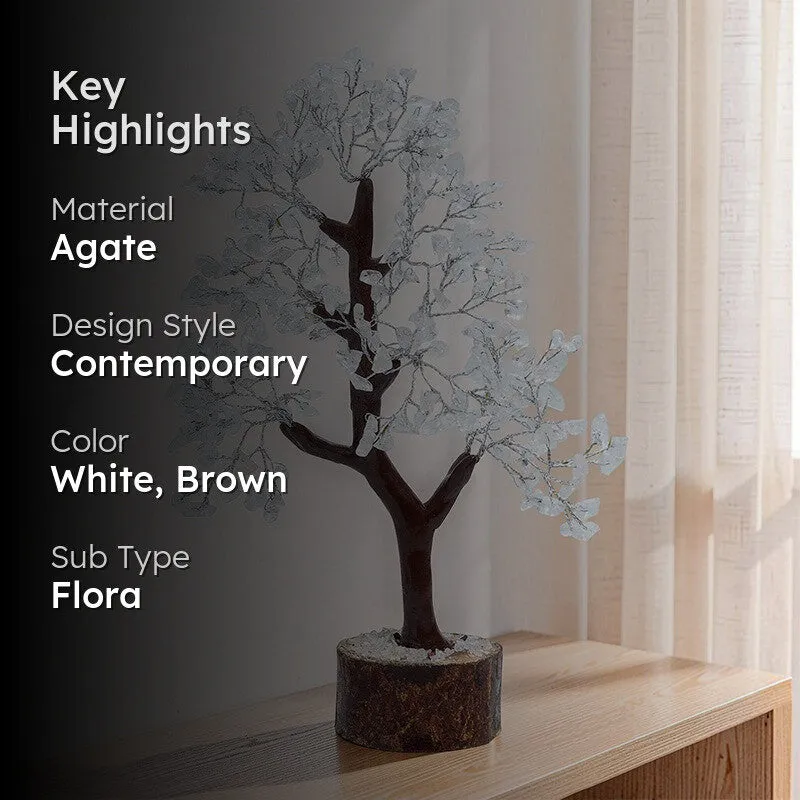 Prospera Handcrafted Agate Stone Tree Showpiece-White media 2