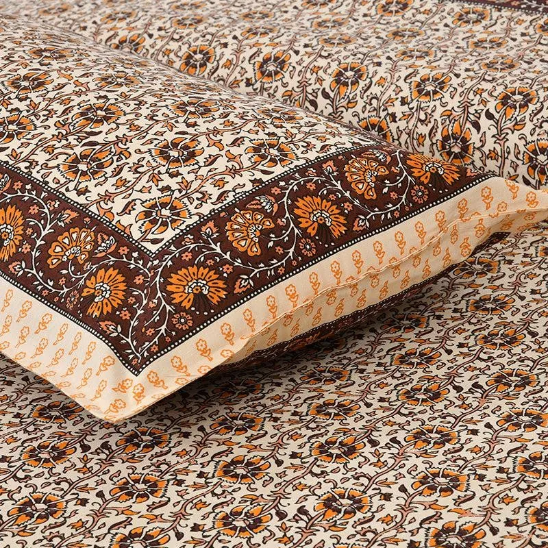 Mridula Printed Cotton Bedsheet (Brown) - 160 TC media 3