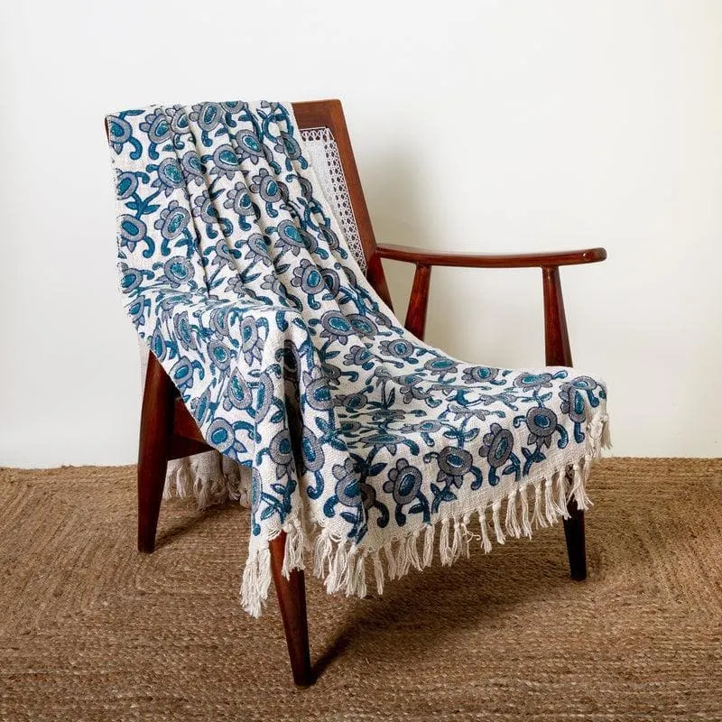 Flower Maze Handblock Printed Throw media 1