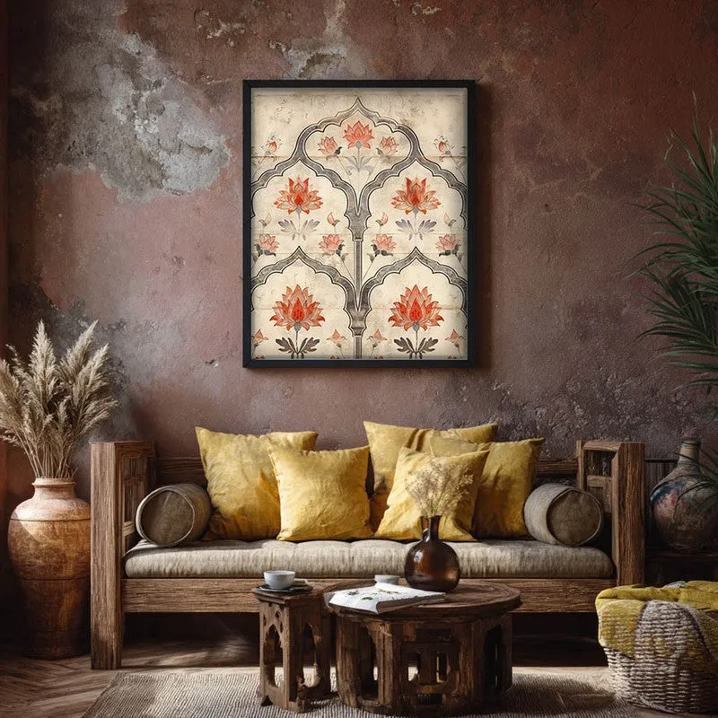 Lotus Arch Canvas Wall Painting With Black Frame media 7