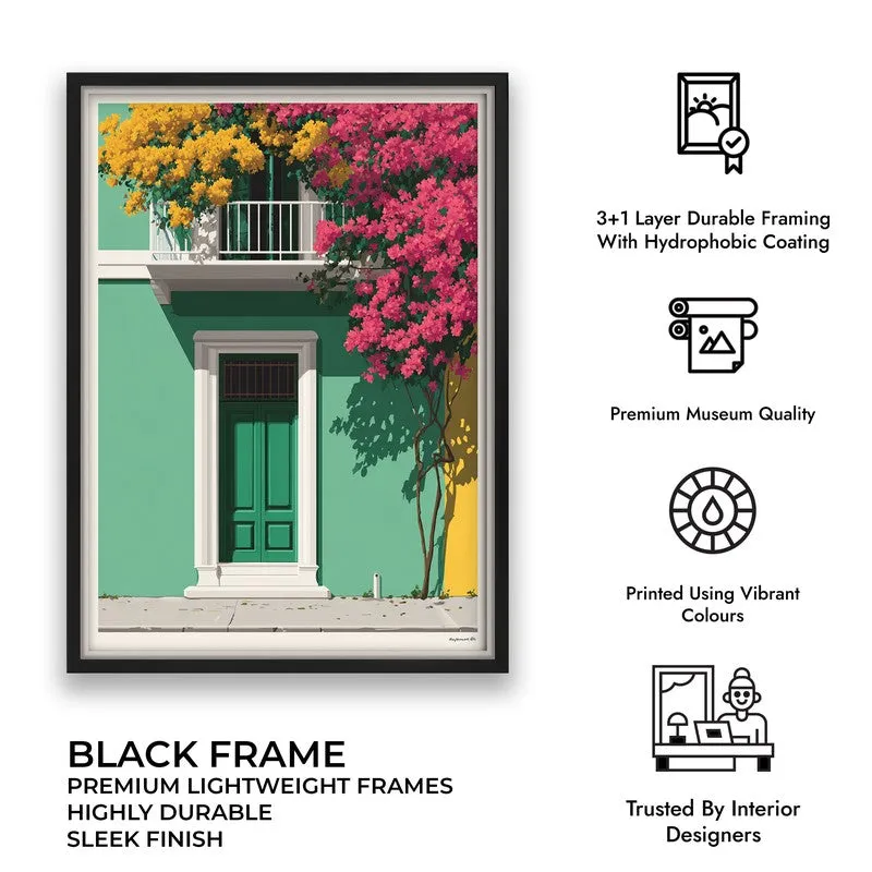 Petal Portico Canvas Wall Painting - Black Frame media 9