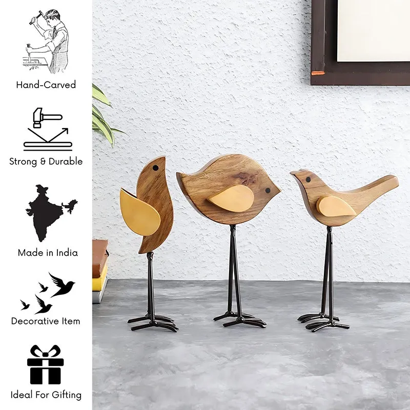Avian Family Sheesham Wood Showpiece - Set Of Three media 7
