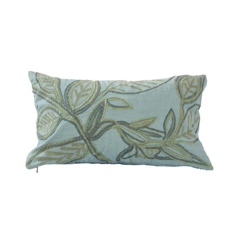 Leafy Garden Embroidered Cotton Cushion media 3