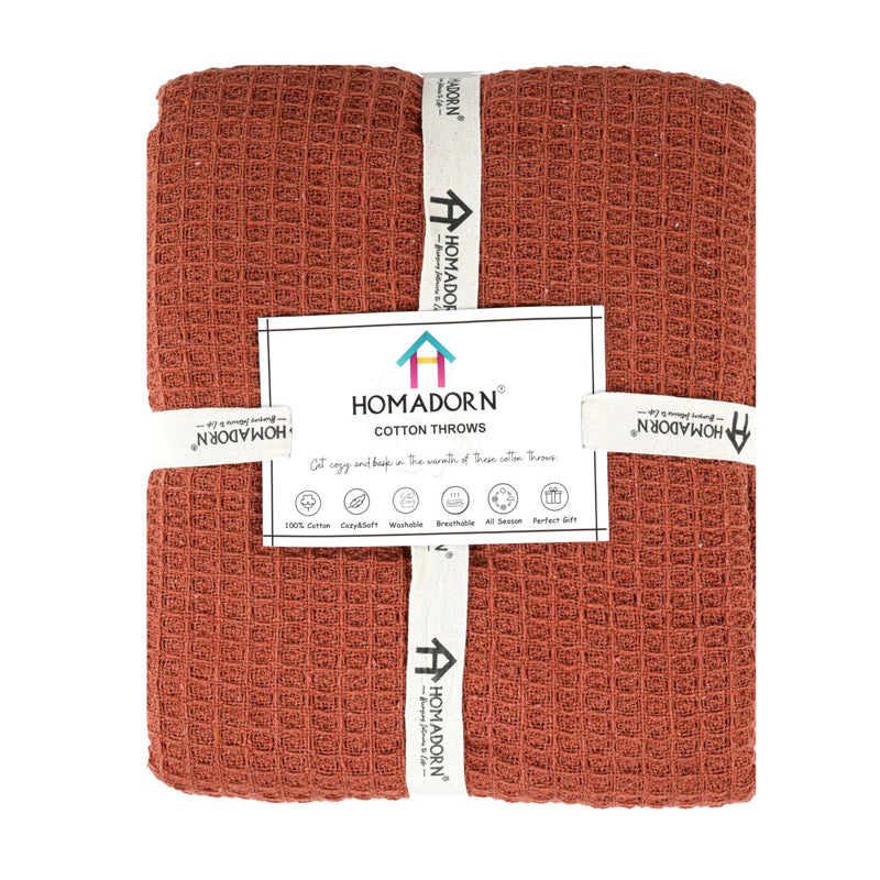 Toffee Mesh Cotton Throw with Tassels - Rust media 8