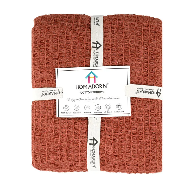 Toffee Mesh Cotton Throw with Tassels - Rust media 8