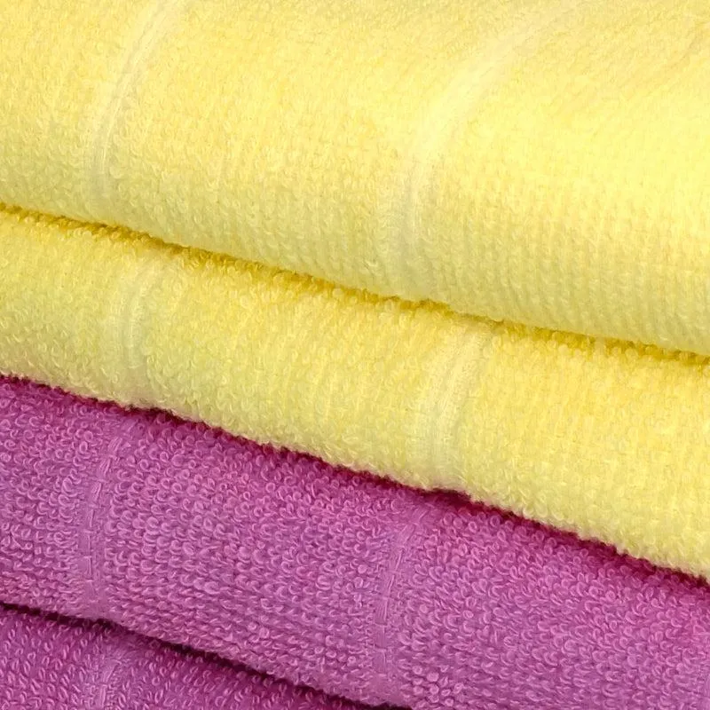 Sarda Bath Towel (Yellow & Purple) - Set Of Two media 3