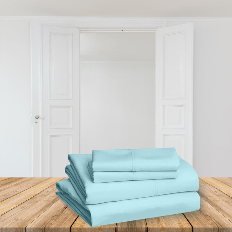 Caressence Solid Cotton Bedsheet (Aqua Blue) - 300 TC media 6
