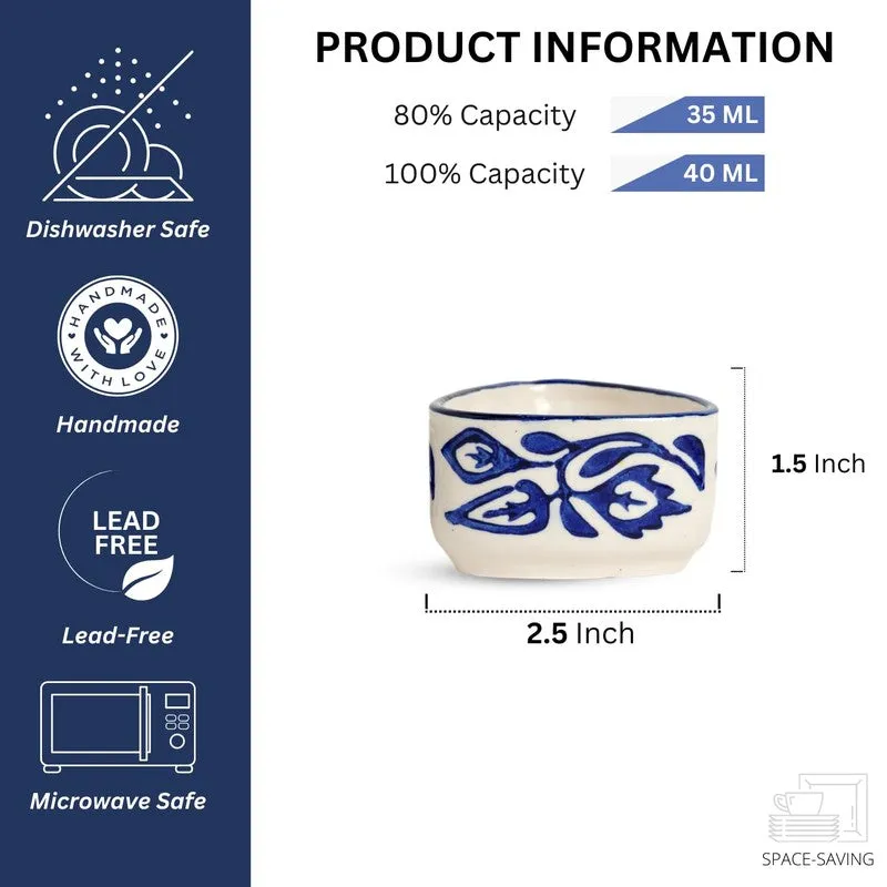 Dippure Ceramic Dip Bowls (Blue,White ,40 mL Each) - Set Of Two media 7
