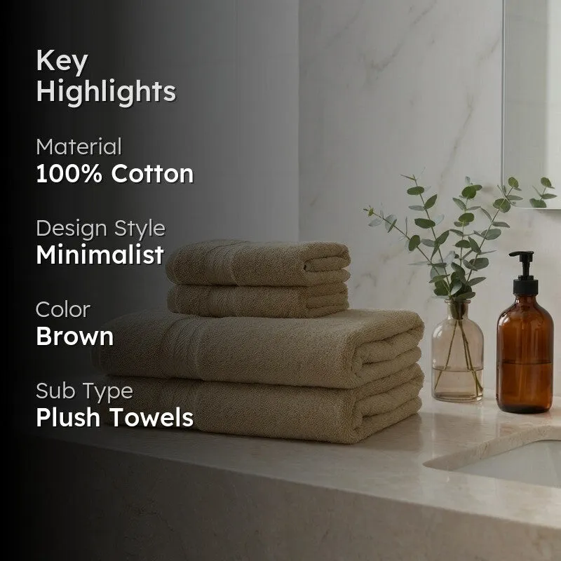 PlushAura Cotton Towel Sets (Camel) - Set of Four media 2