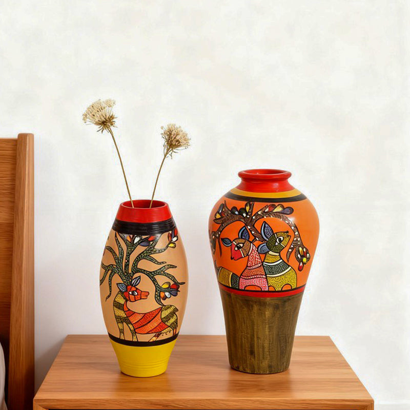 Indujanak Terracotta Vase - Two Piece Set