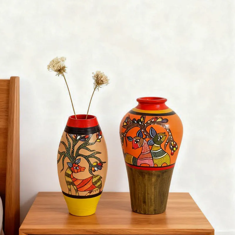Indujanak Terracotta Vase - Two Piece Set media 1