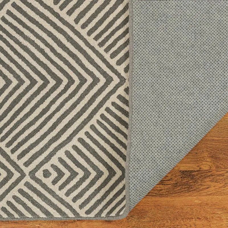 Medon Hand Tufted Geometric Wool & Nylon Carpet - Grey & Green media 6